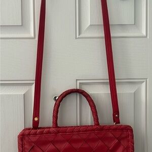 Donna Karan Red Quilted Shoulder Bag